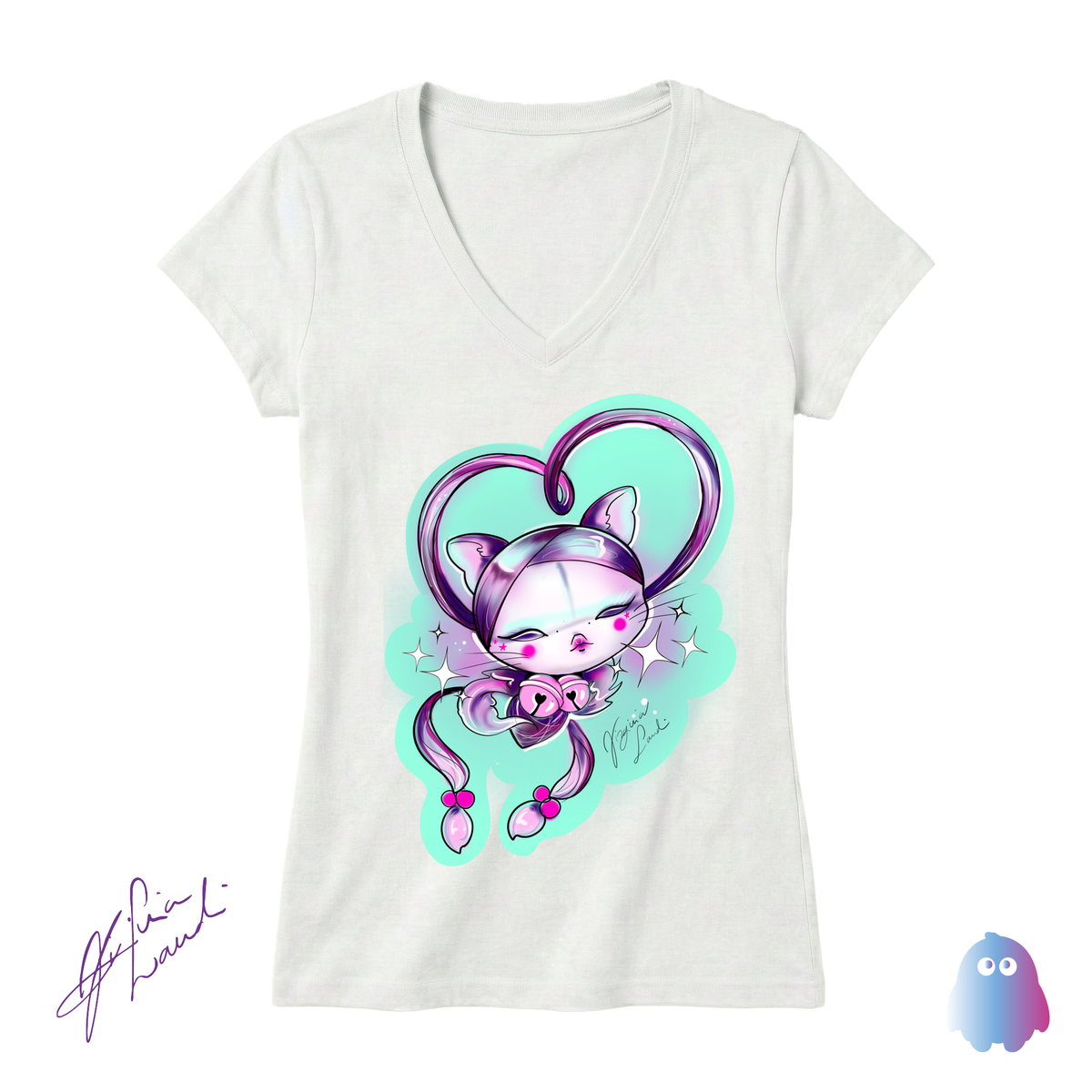 T-SHIRT ORIGINAL DESIGN CHERRY BLOOM "GATTINA"