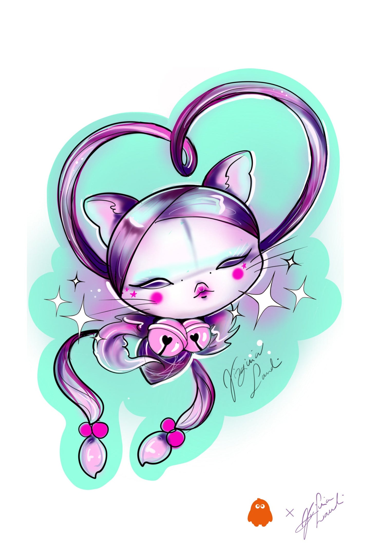 CAMISETA "GATITO" DE FLOR DE CEREZO CON DISEÑO ORIGINAL